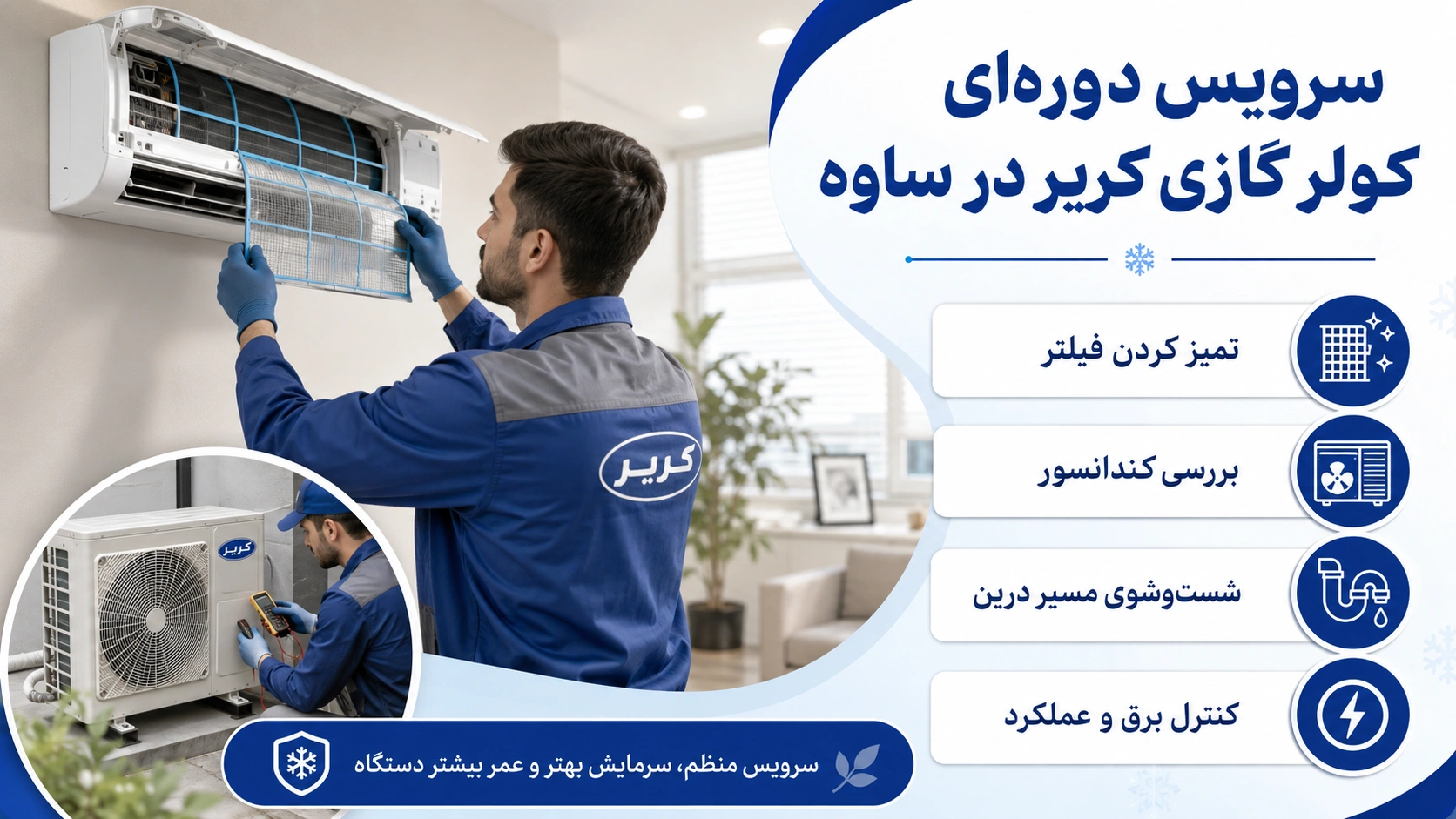 سرویس دورهای کولر گازی کریر در ساوه